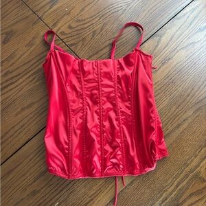 Victoria's Secret balconette satin corset top red lace up women's L